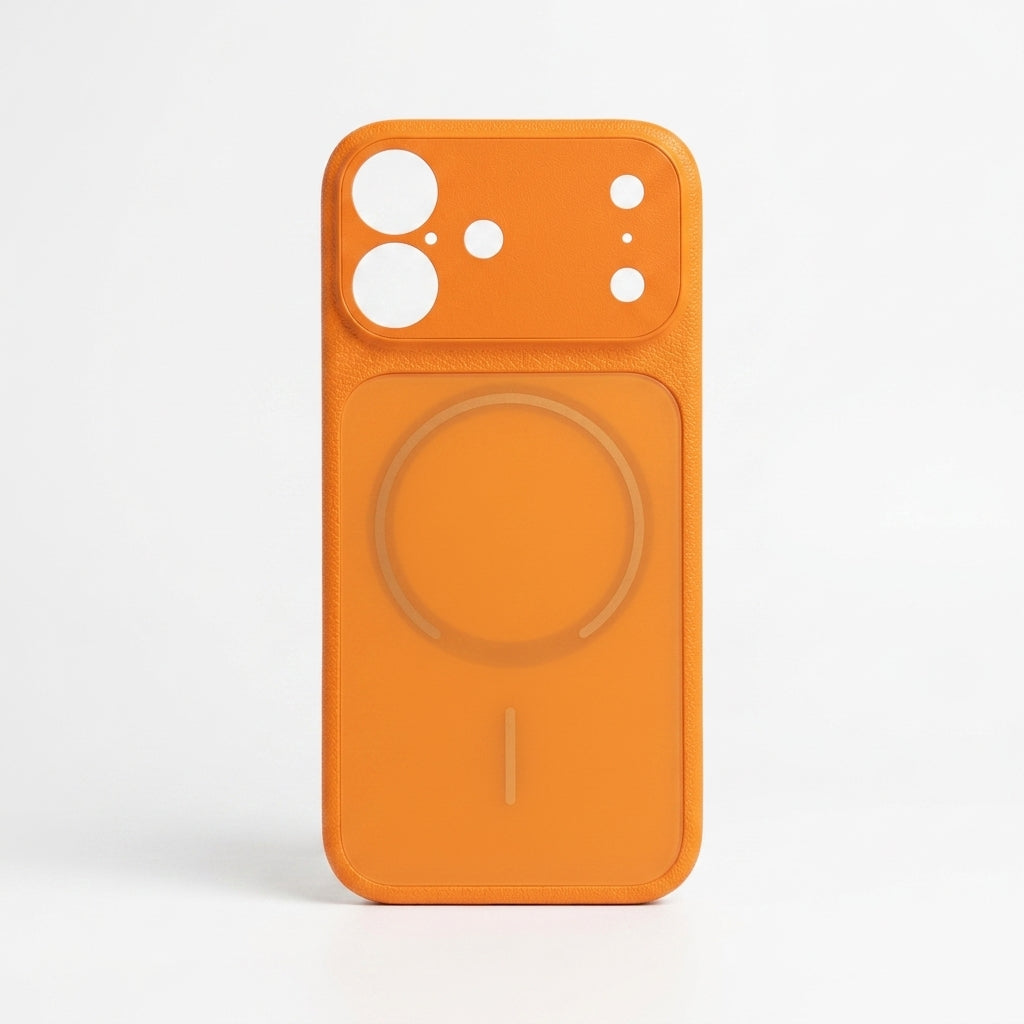 Carcasa Naranja iphone 17 vidrio templado con proteccion de camaras