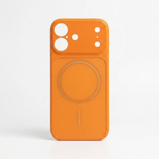 Carcasa Naranja iphone 17 vidrio templado con proteccion de camaras