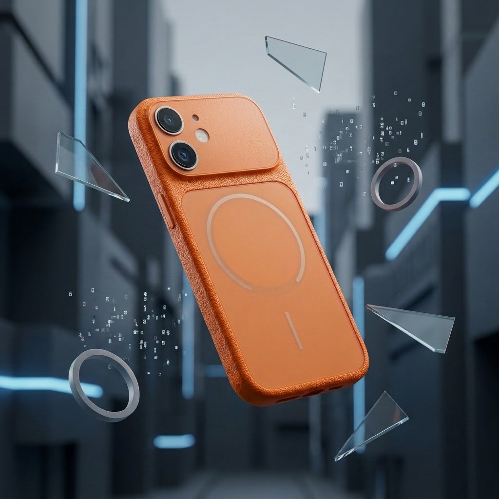 Carcasa Naranja iphone 17 vidrio templado con proteccion de camaras