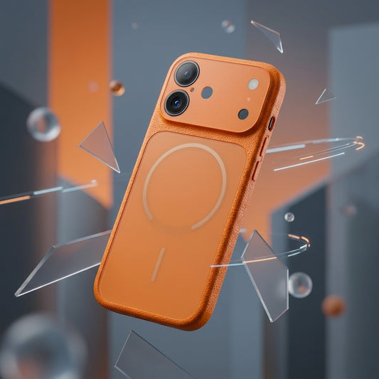 Carcasa Naranja iphone 17 vidrio templado con proteccion de camaras