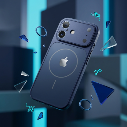 Carcasa Glass elegante iPhone 17 Azul / Naranjo