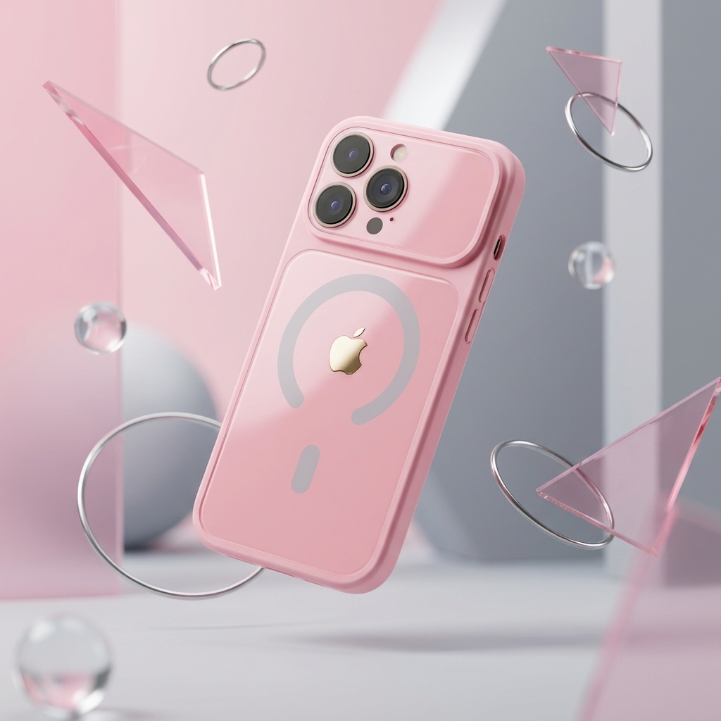 Carcasa con Magsafe y proteccion de Camaras Rosada